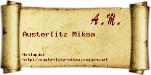 Austerlitz Miksa névjegykártya